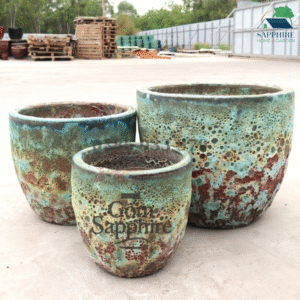 SAP281933 - Bộ 3 - Chậu trứng men sôi xanh